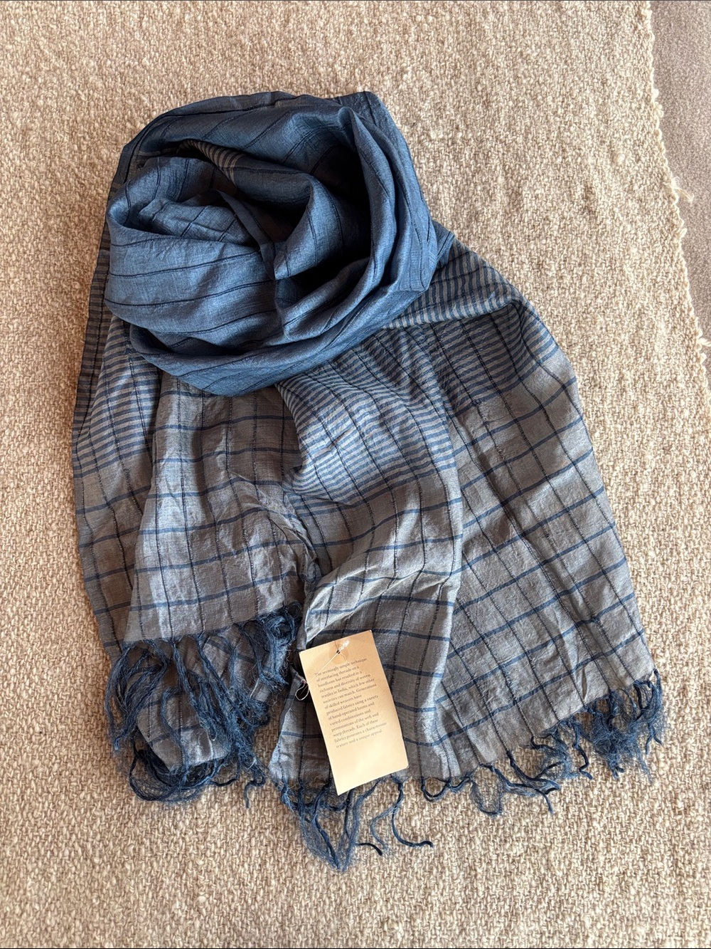 NWT Handwoven Indian Silk and Cotton Scarf